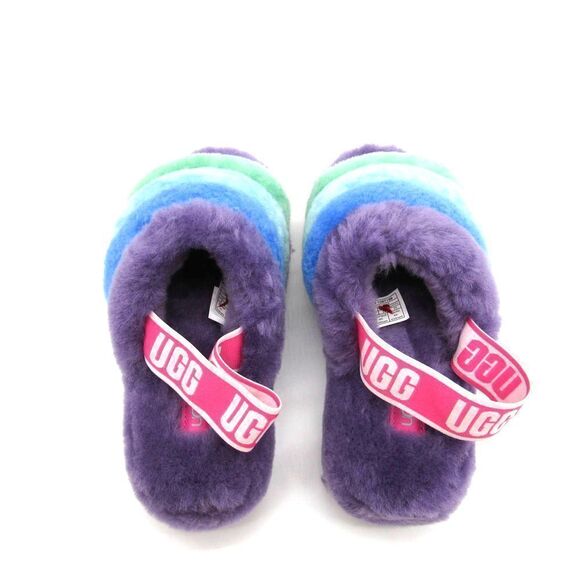 UGG WOMEN'S PRIDE FLUFF YEAH SLIDE SLIPPERS IN MULTI SZ 8 - Picture 4 of 8